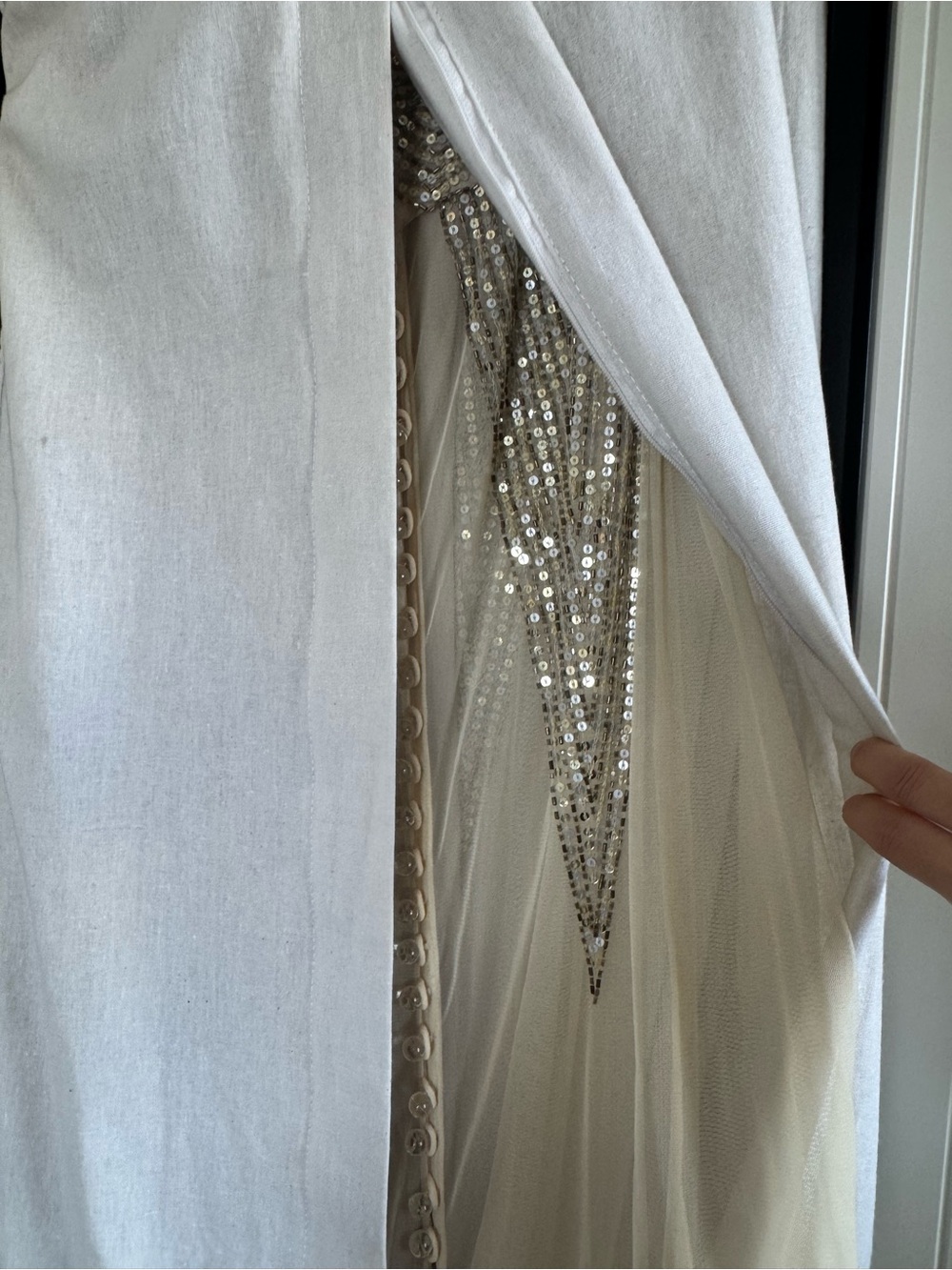 BHLDN Anna Sui Aiguille Cream Silver Vintage Wedding Embellished Gown Dress 0 XS - Picture 10 of 11
